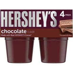 Hershey's Chocolate Ready-to-Eat Pudding Cups Snack with Milk & Real Cocoa, 4 ct Cups
