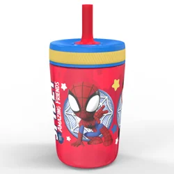 Zak! Designs Kids Plastic Tumbler with Straw - Spider-Man