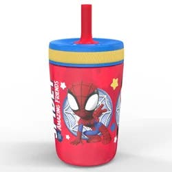 Zak! Designs Kids Plastic Tumbler with Straw - Spider-Man