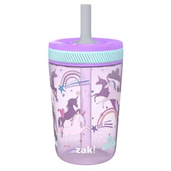 Zak! Fanciful Unicorn Antimicrobial Single Wall Leakproof Kelso Tumbler With Straw