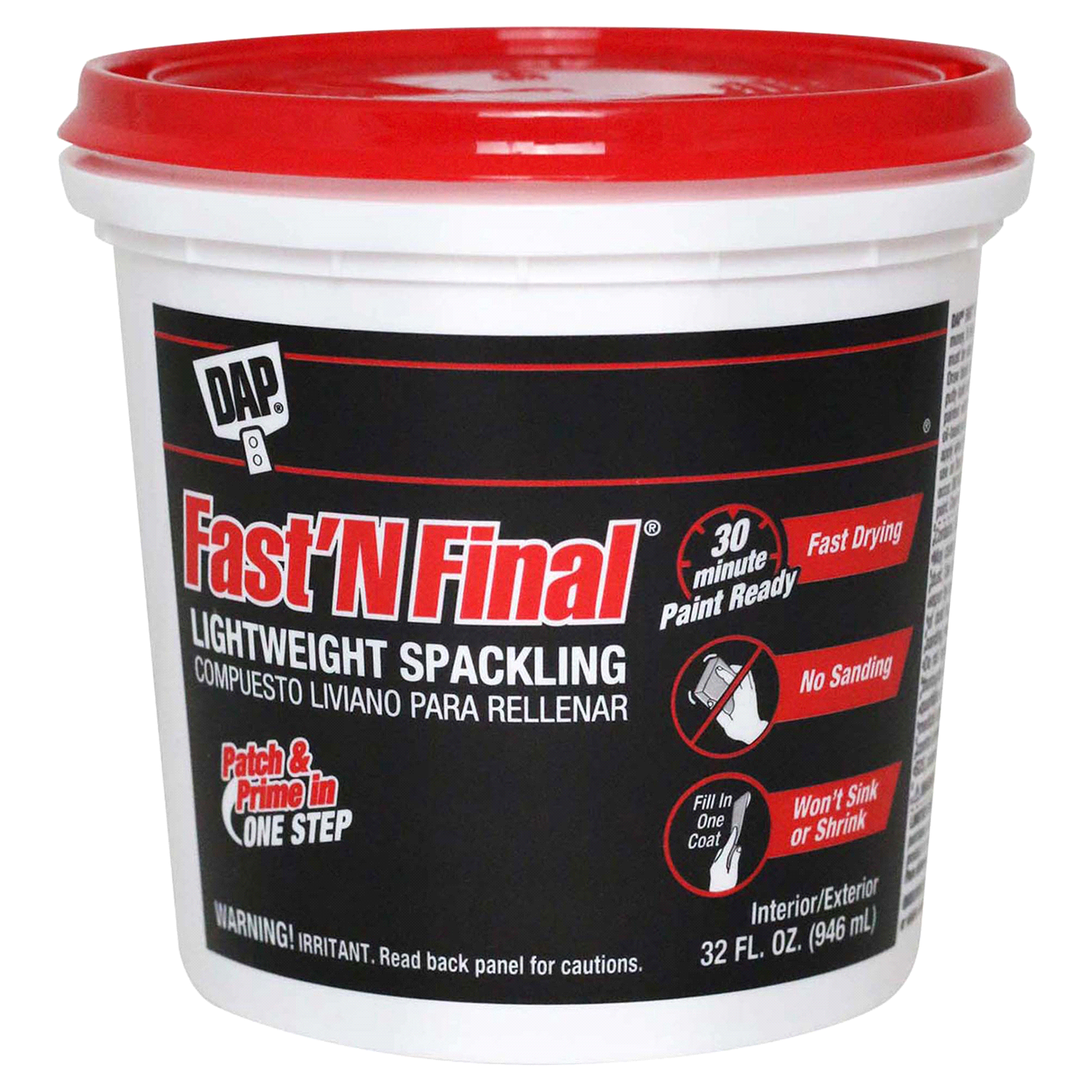 slide 1 of 2, DAP FAST'N FINAL Lightweight Spackling - White, 1 qt