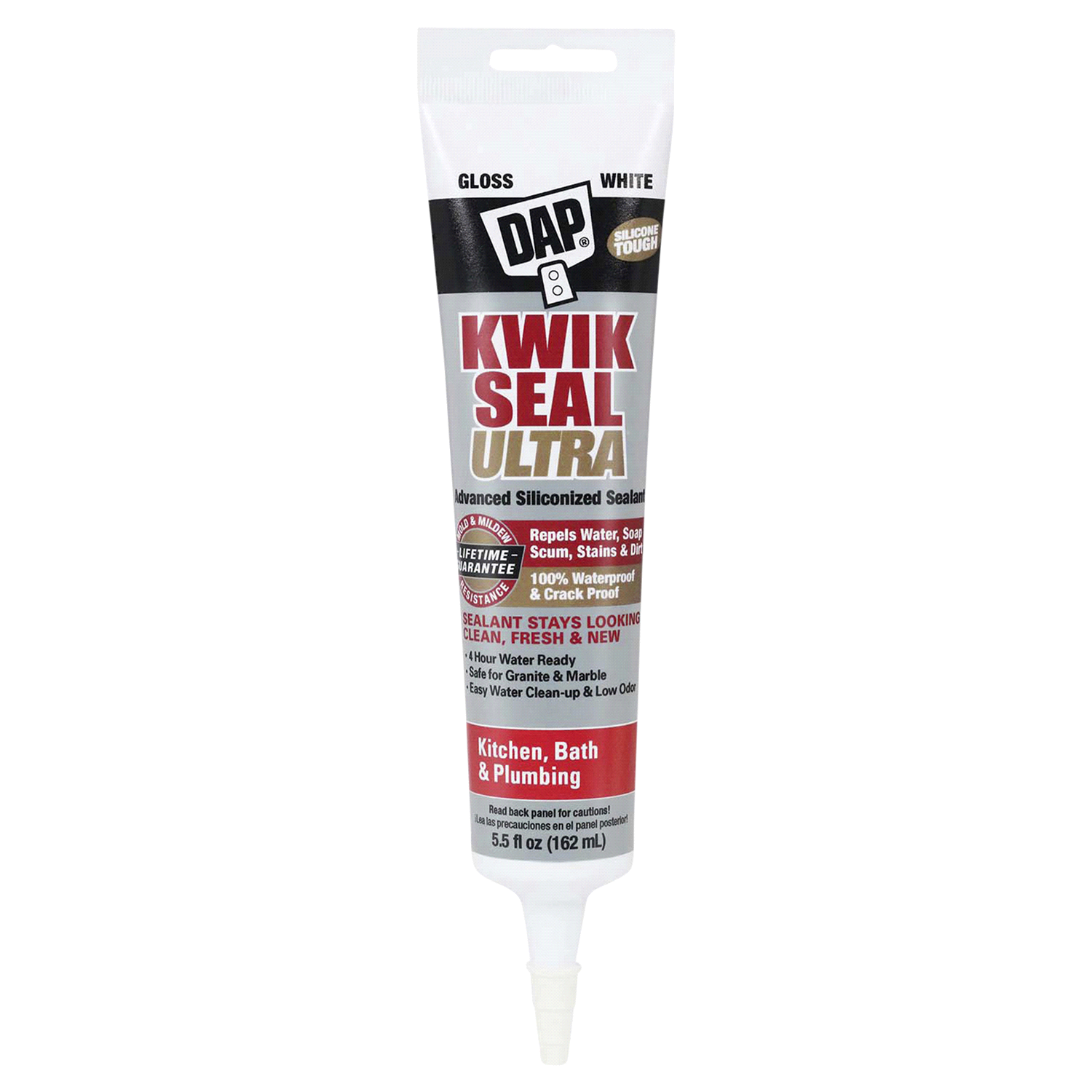 slide 1 of 2, DAP KWIK SEAL ULTRA Premium Siliconized Sealant, White, 5.5 fl oz