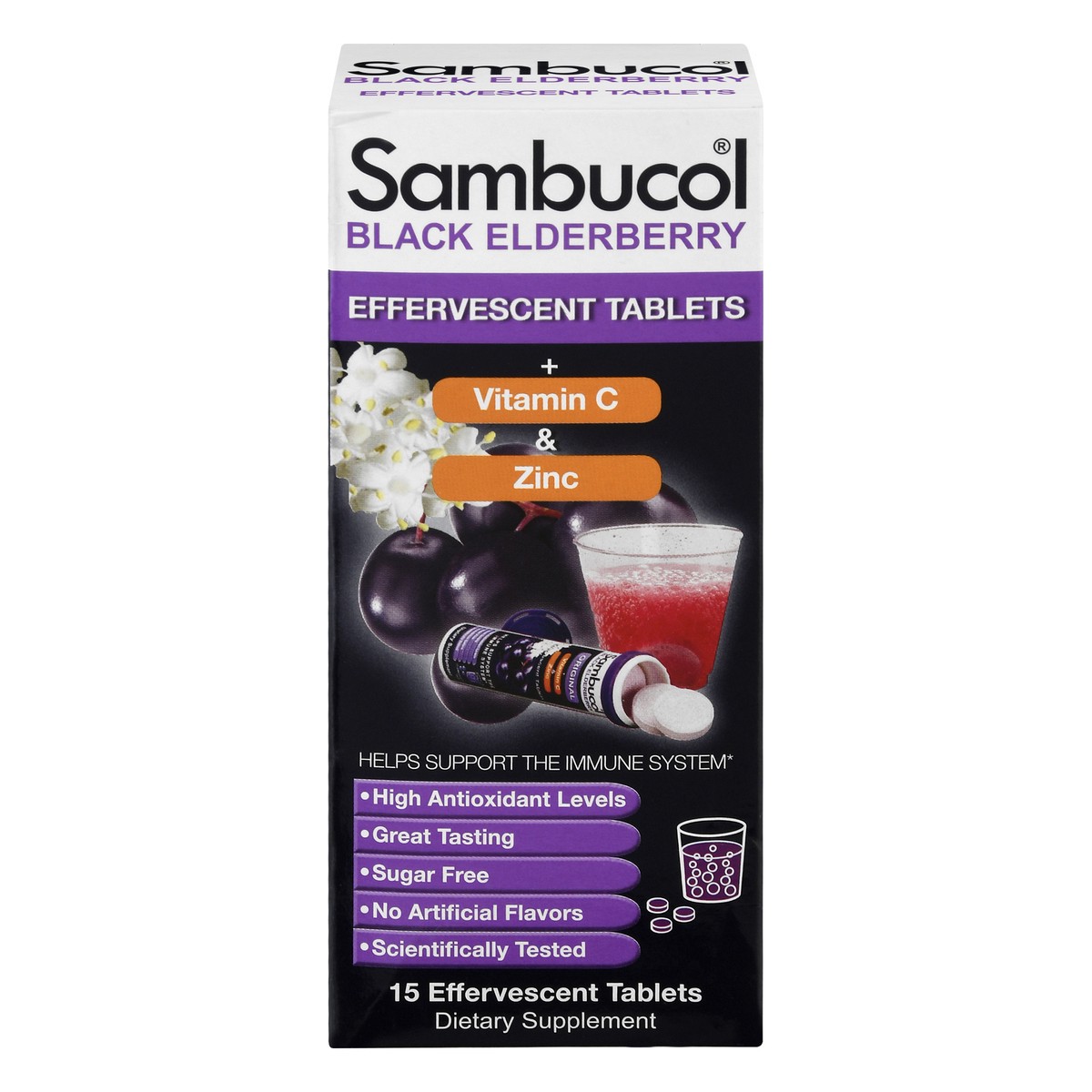 slide 1 of 1, Sambucol Black Elderberry Effervescent Tablets, 15 ct