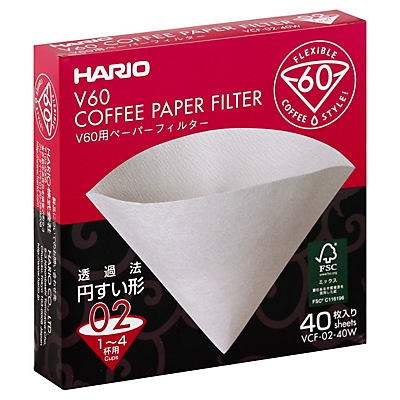 slide 1 of 1, Hario Paper Filter White 02 Dripper, 40 ct