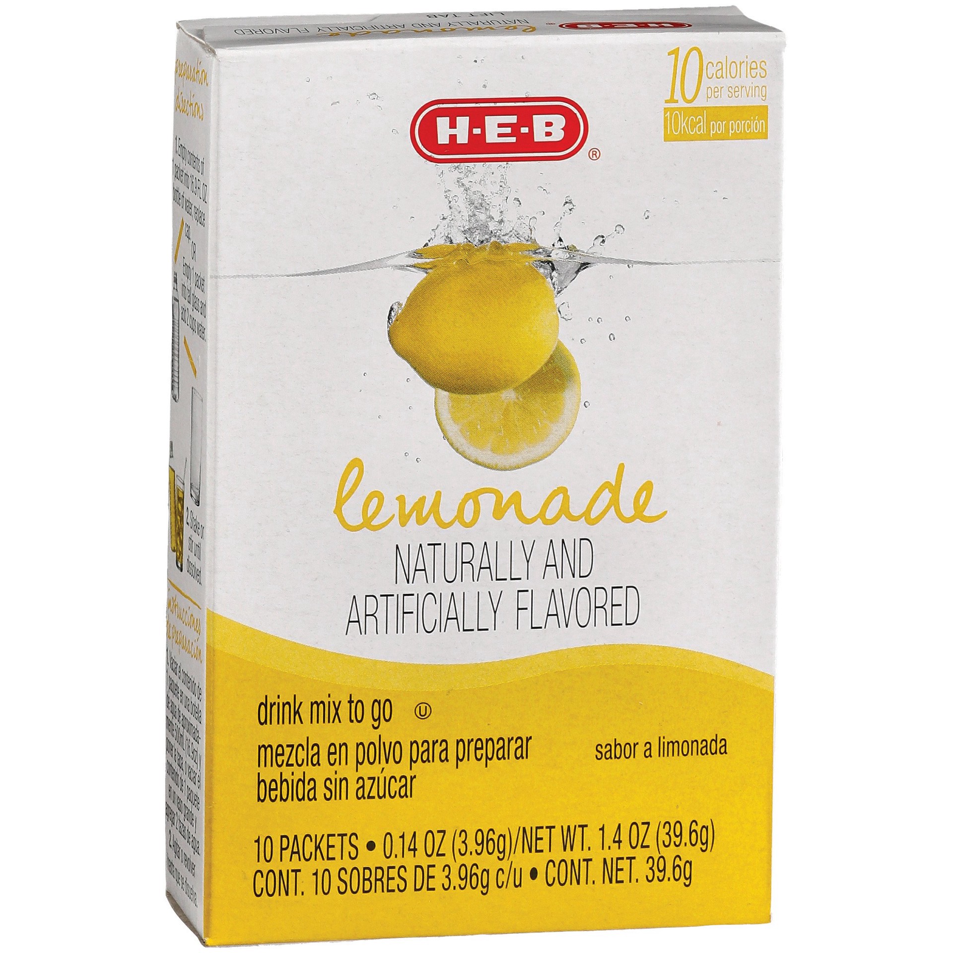 slide 1 of 1, H-E-B Drink Mix to Go Packets - Lemonade, 10 ct