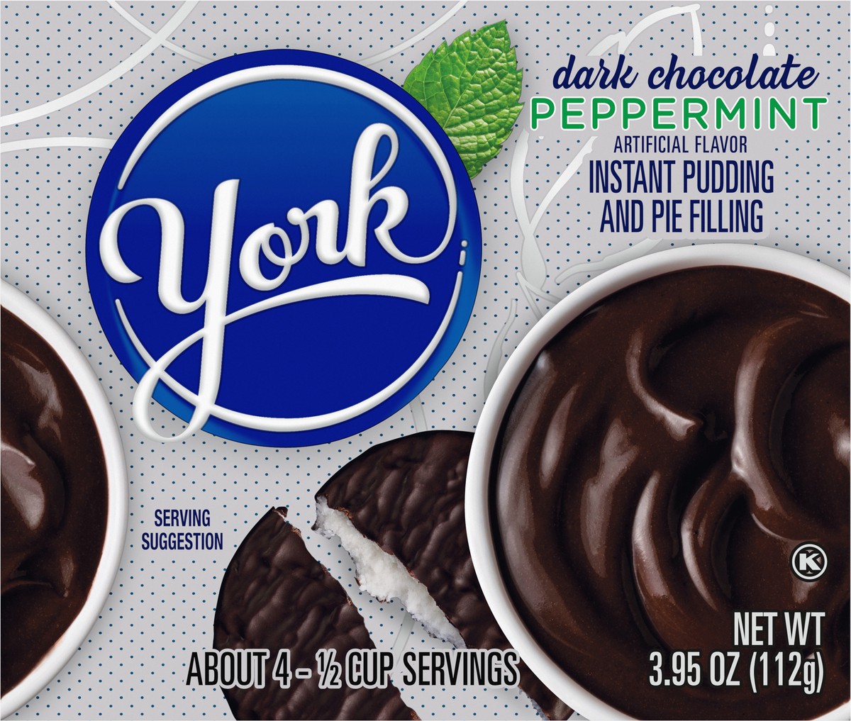 slide 4 of 9, York Dark Chocolate Peppermint Instant Pudding & Pie Filling Mix, 3.95 oz Box, 3.95 oz