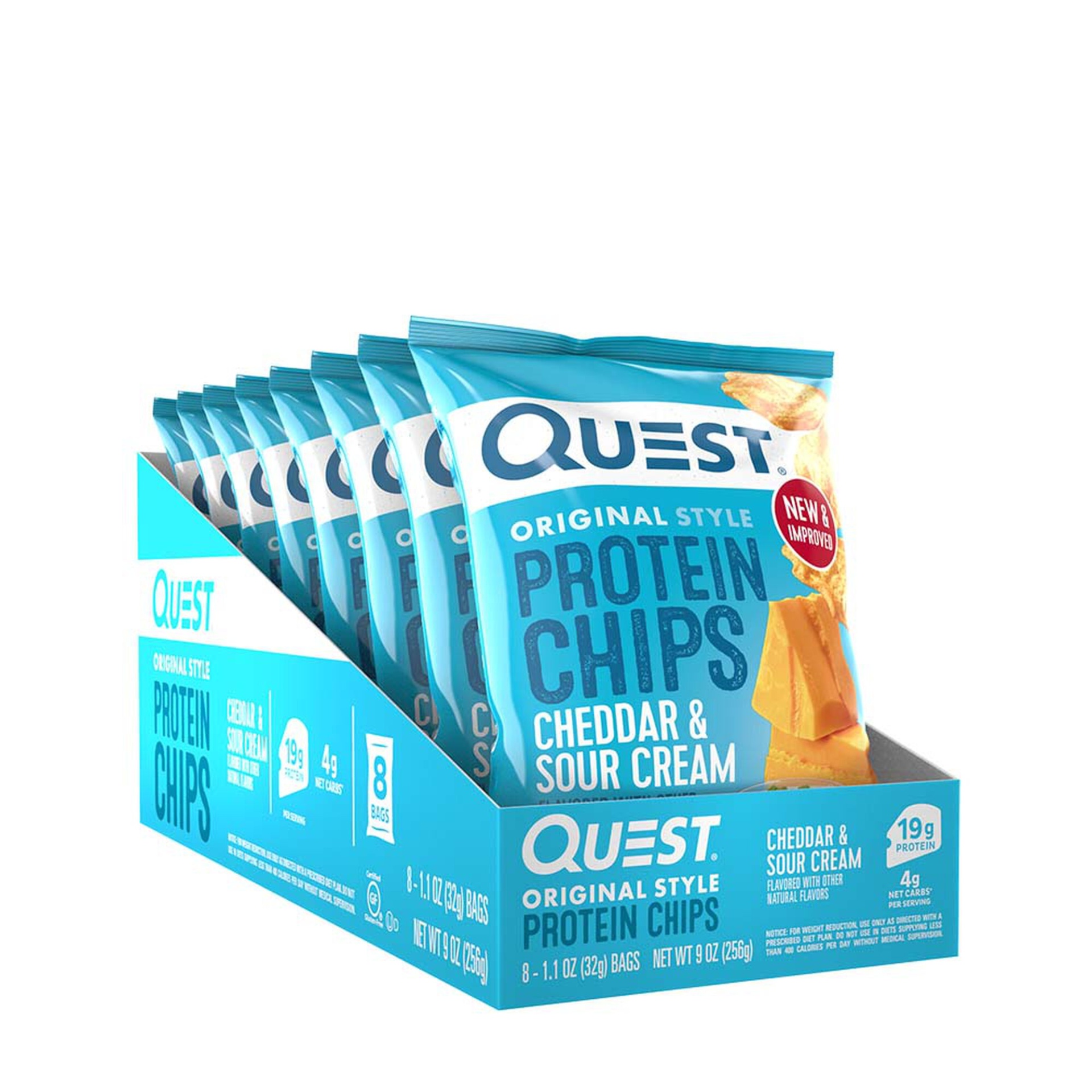 slide 1 of 1, Quest Protein Chips - Cheddar and Sour Cream, 8 ct