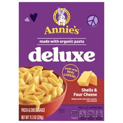 Annie's Deluxe Macaroni and Cheese with Organic Pasta, Shells and Four Cheese, 11.3 oz