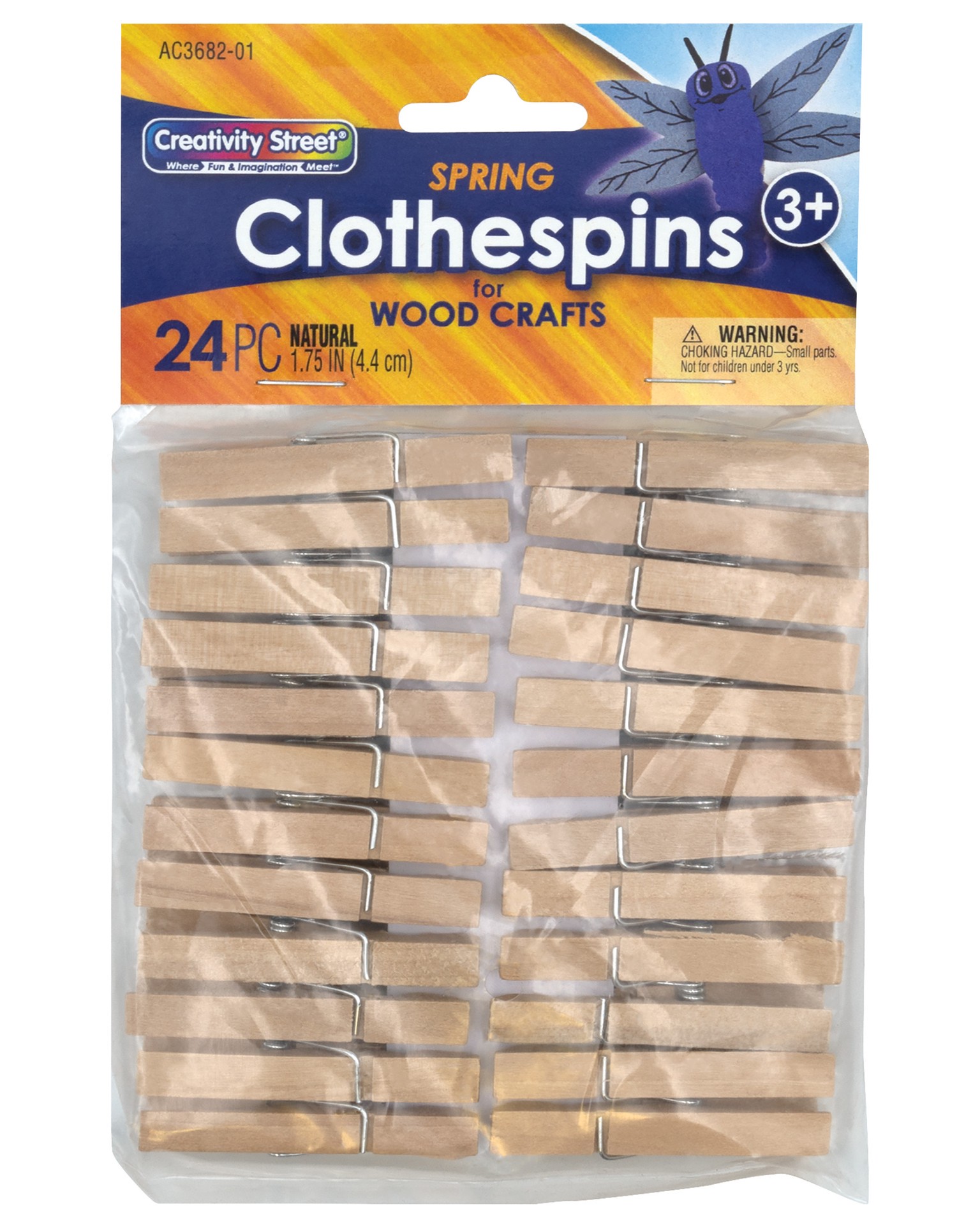 slide 1 of 1, Creativity Street Spring Clothespins, Natural, 1-3/4", 24 Pieces, 24 pc