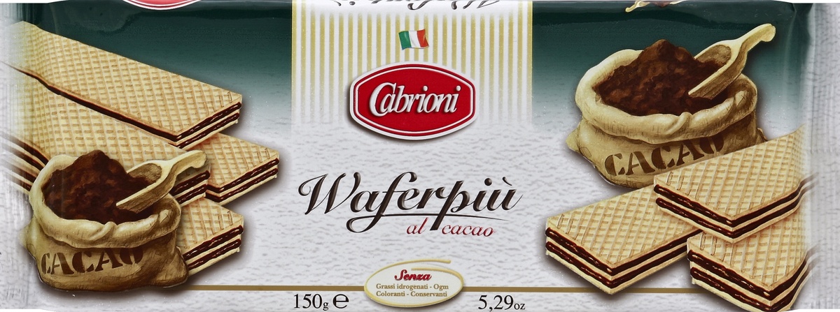 slide 5 of 5, Cabrioni Waferpiu' al Cacao, Chocolate Wafer, 5.29 oz