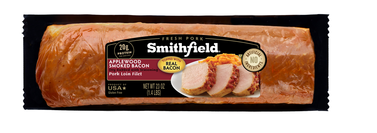slide 1 of 1, Smithfield Applewood Smoked Bacon Fresh Pork Loin Filet 23 oz, 23 oz