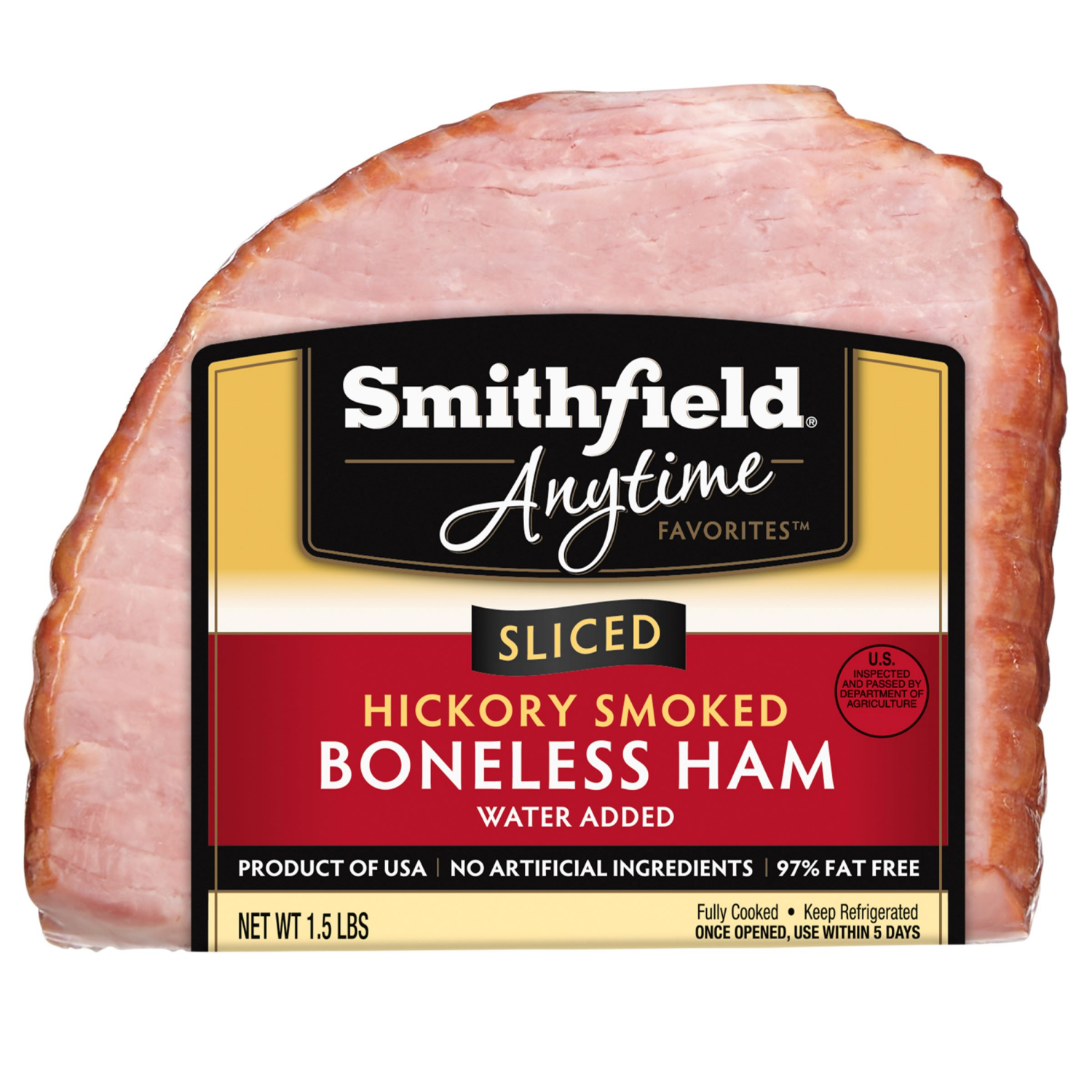 slide 1 of 3, Smithfield Anytime Favorites Sliced Hickory Boneless Ham, 1.5lbs, 1.5 lb