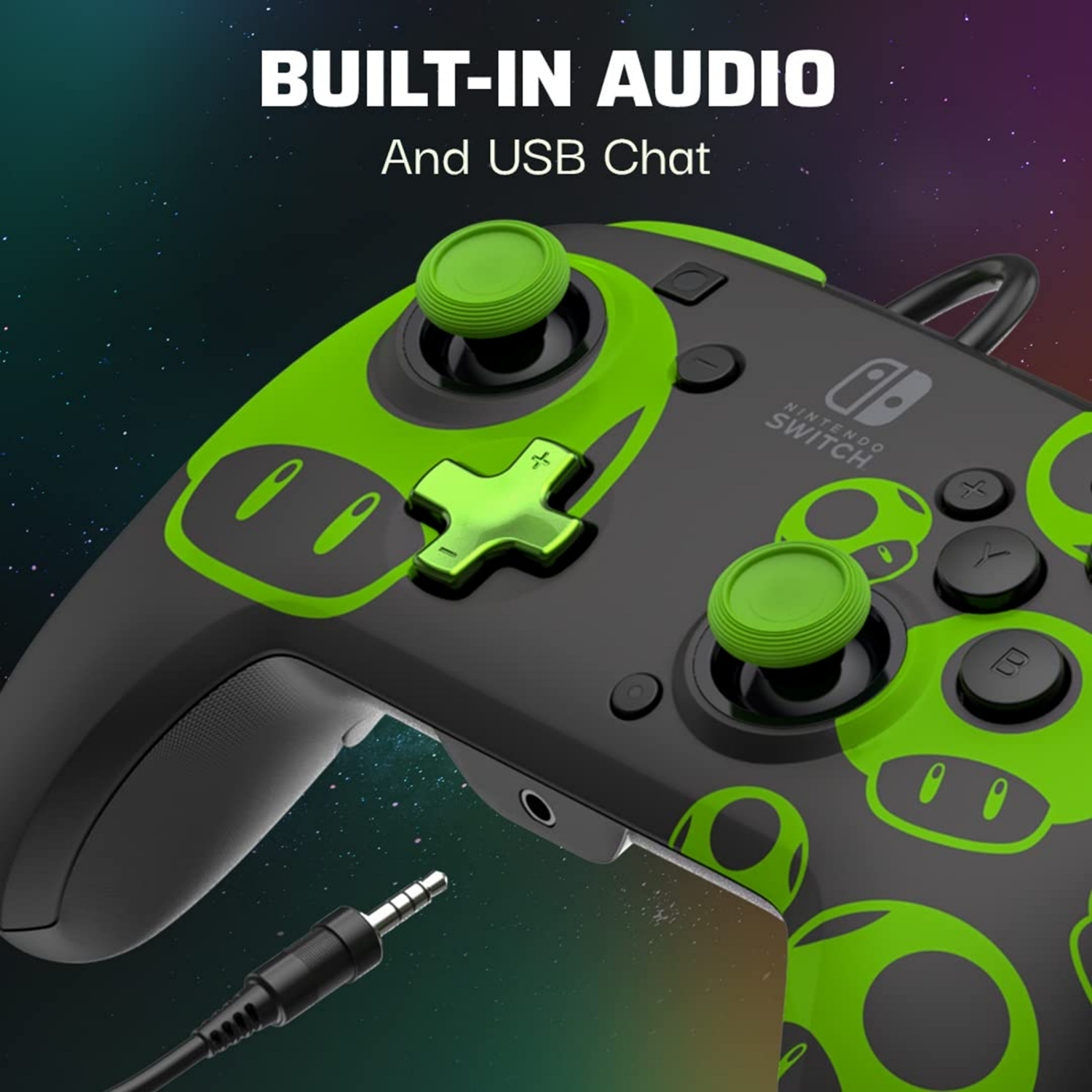 slide 4 of 8, Rematch Glow Wired Controller: 1-Up Mushroom - Nintendo Switch, & OLED Model, 1 ct