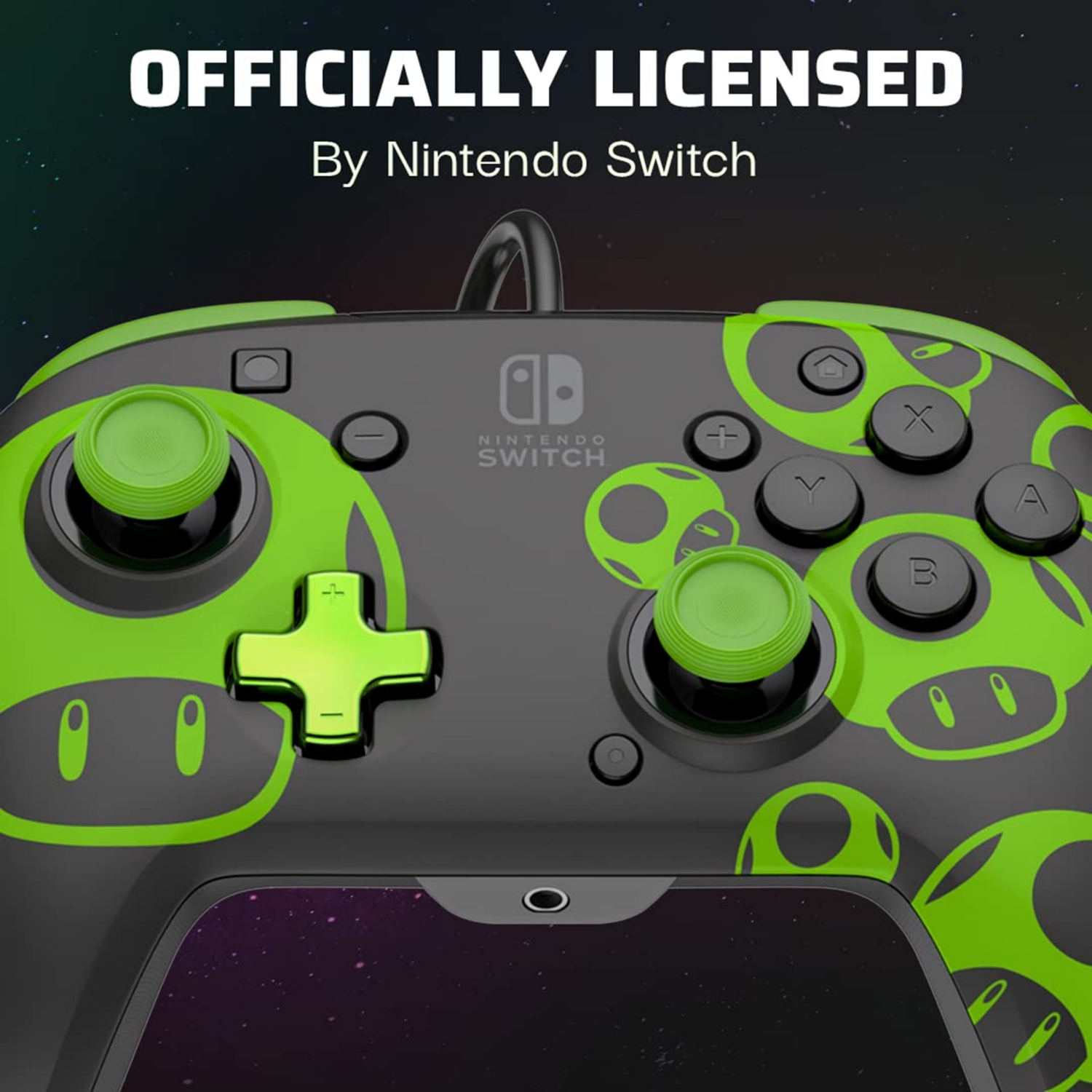 slide 8 of 8, Rematch Glow Wired Controller: 1-Up Mushroom - Nintendo Switch, & OLED Model, 1 ct