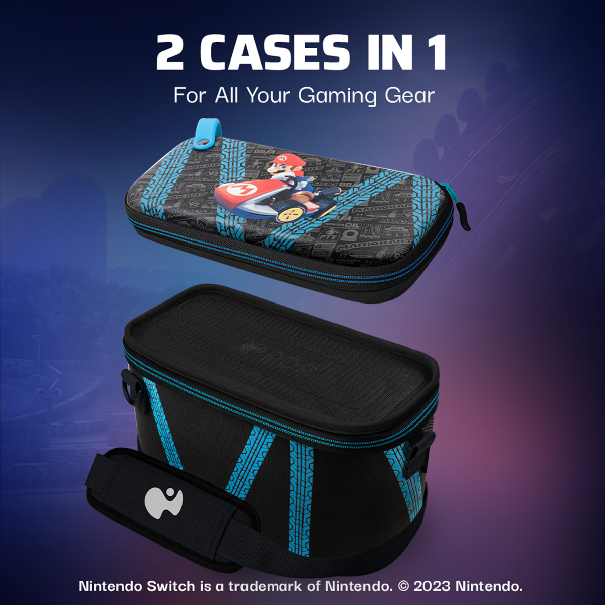 slide 2 of 29, PDP Overnight Case GLOW: Kart Drift For Nintendo Switch, Nintendo Switch Lite, Nintendo Switch - OLED Model, 1 ct
