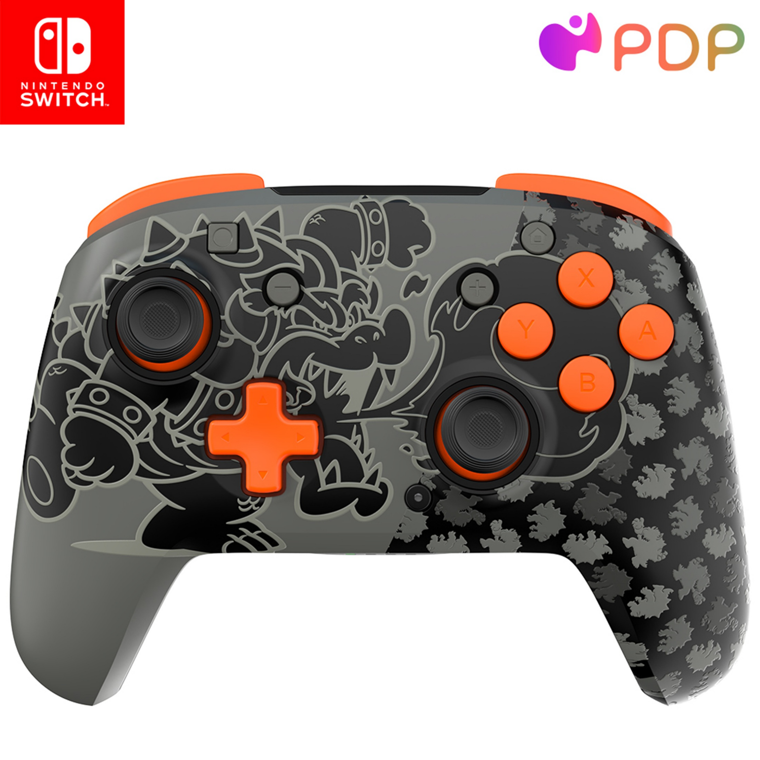 slide 1 of 8, PDP REMATCH GLOW Wireless Controller: Blackout Bowser - Nintendo Switch, Nintendo Switch Lite, and Nintendo Switch - OLED Model, 1 ct