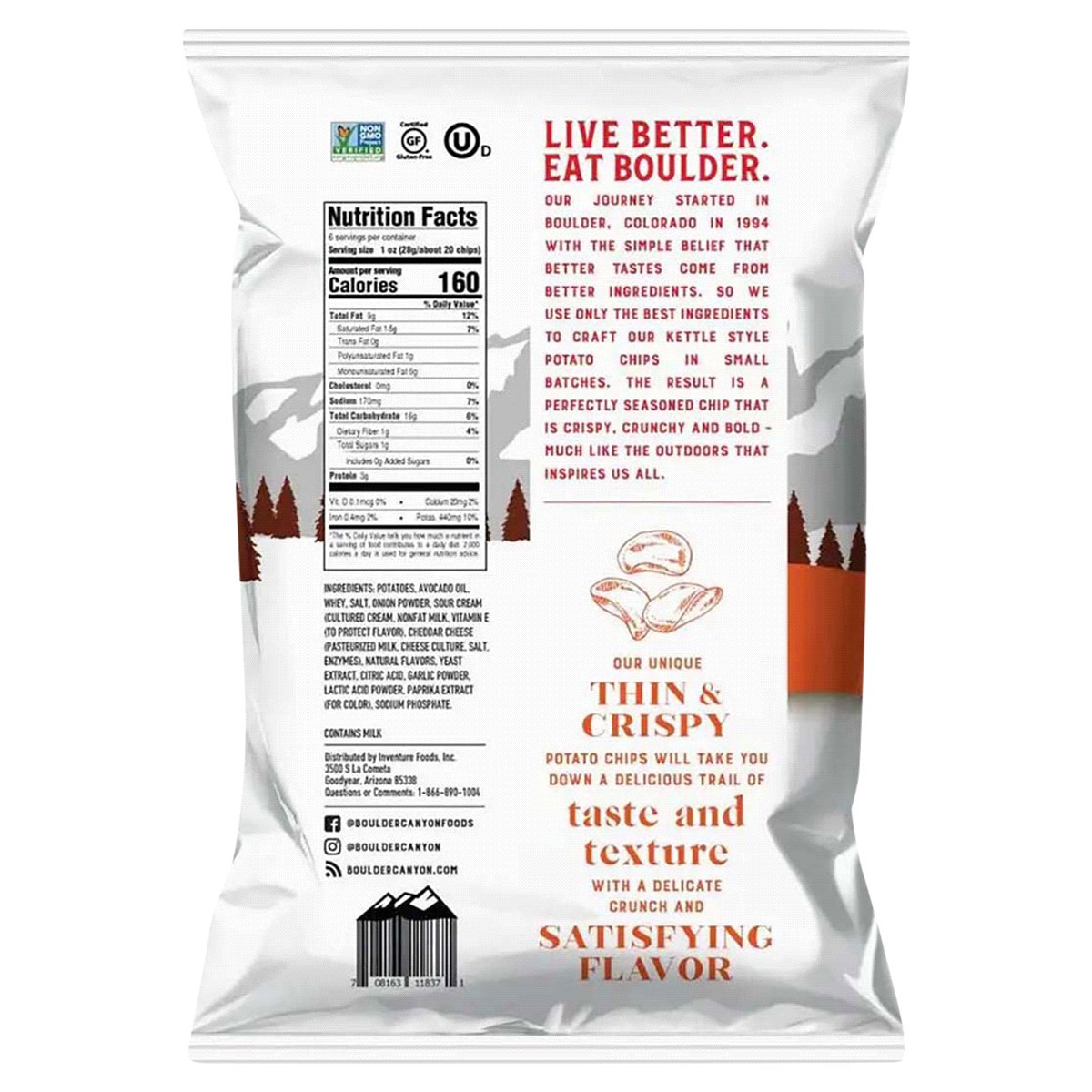 slide 2 of 2, Boulder Canyon Thin & Crispy Cheddar Sour Cream Potato Chips 4 oz, 4 oz