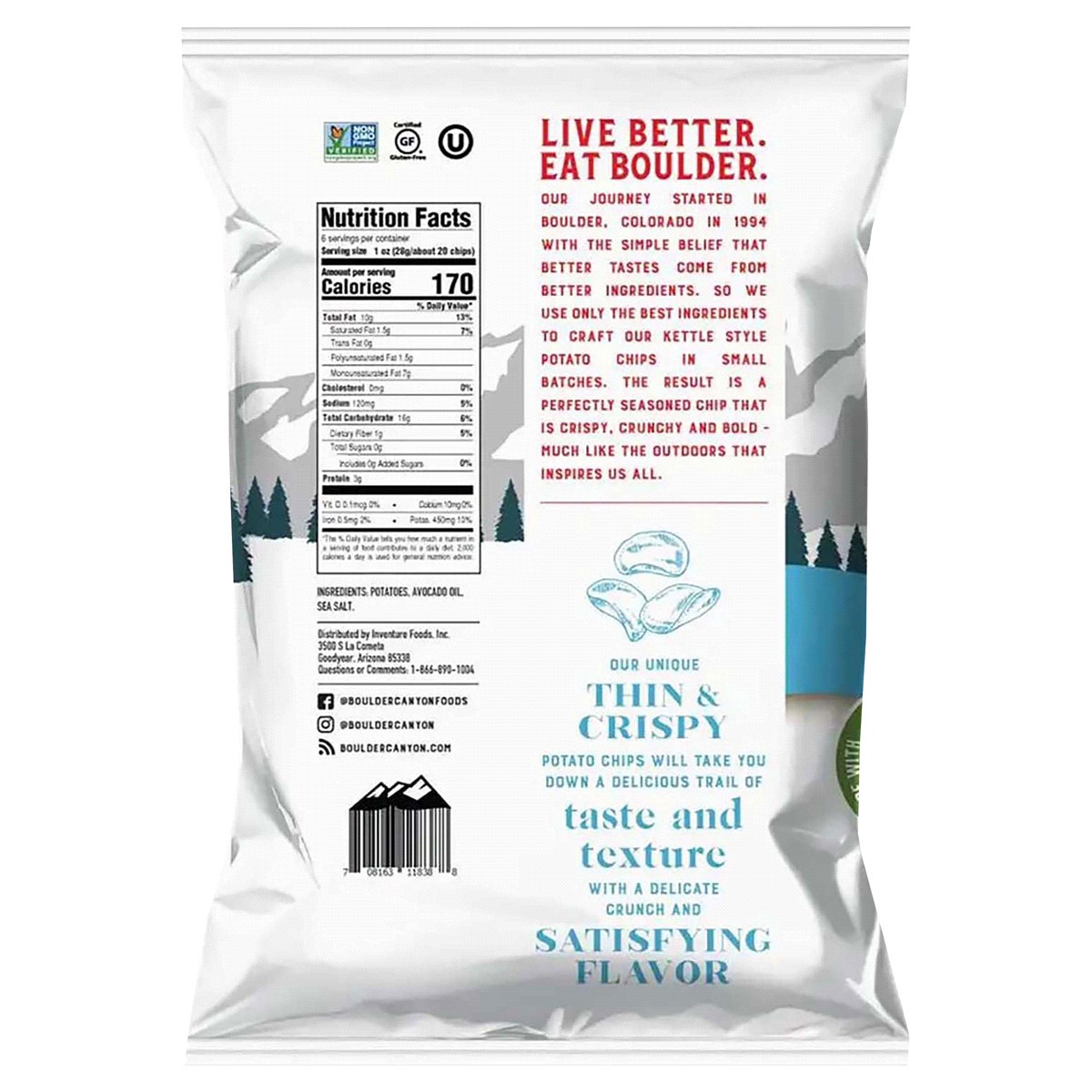 slide 2 of 2, Boulder Canyon Sea Salt Thin & Crispy Potato Chips - 6 oz, 6 oz