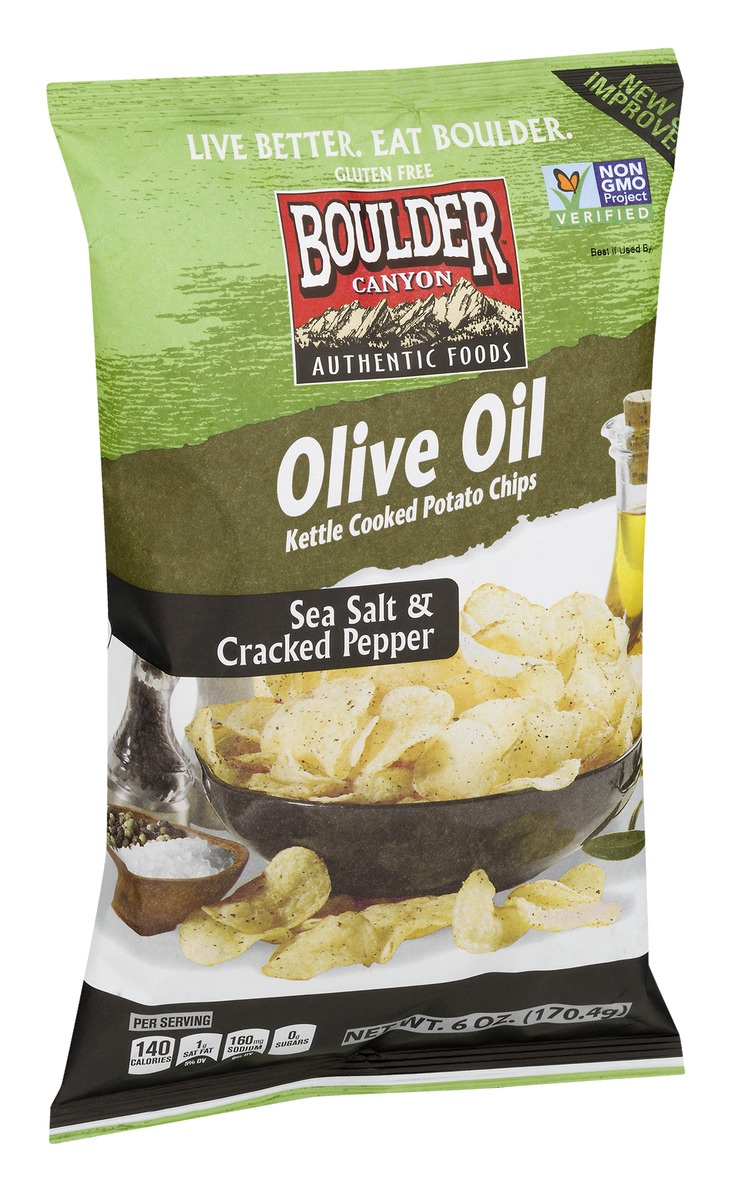 slide 10 of 11, Boulder Canyon Olive Oil Sea Salt Cracked Pepper Chips, 6 oz