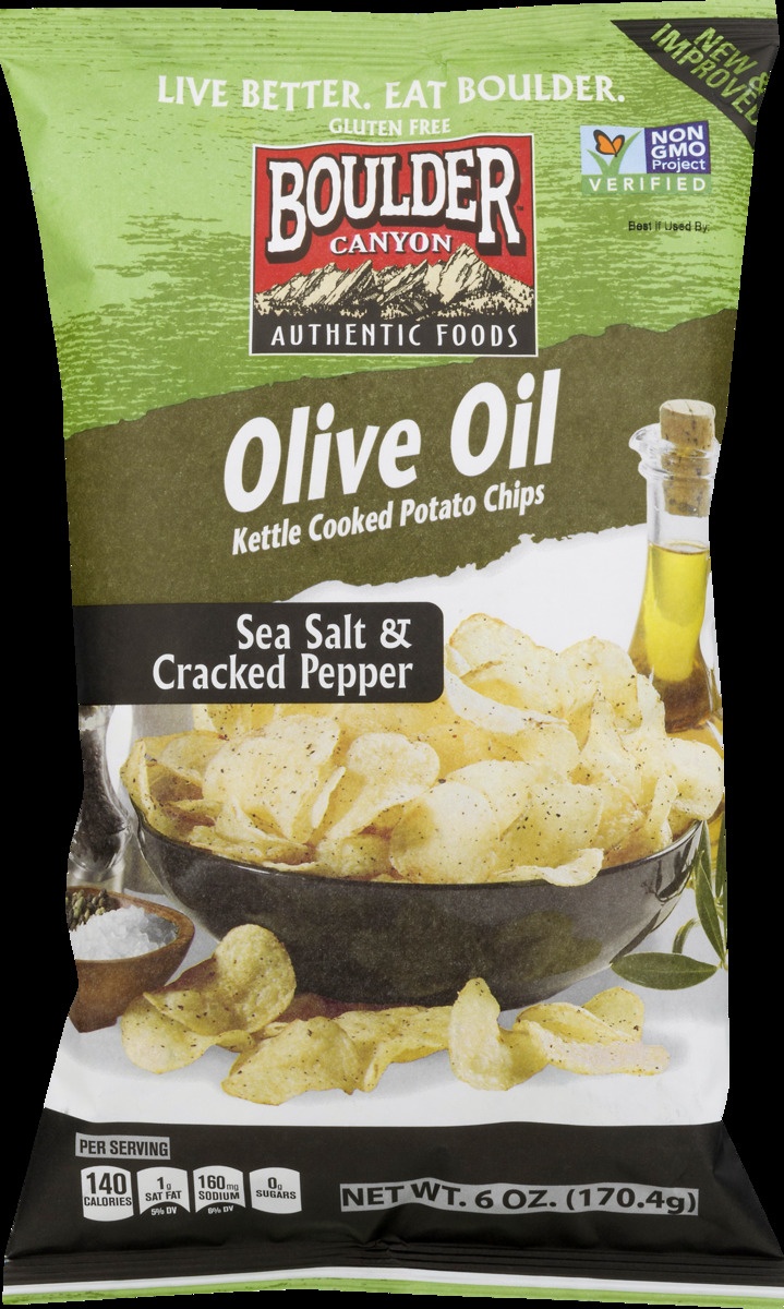 slide 11 of 11, Boulder Canyon Olive Oil Sea Salt Cracked Pepper Chips, 6 oz