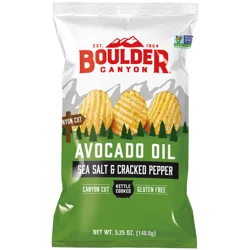 Boulder Canyon Avocado Oil Sea Salt & Cracked Pepper Canyon Cut Kettle Style Potato Chips 5.25 oz