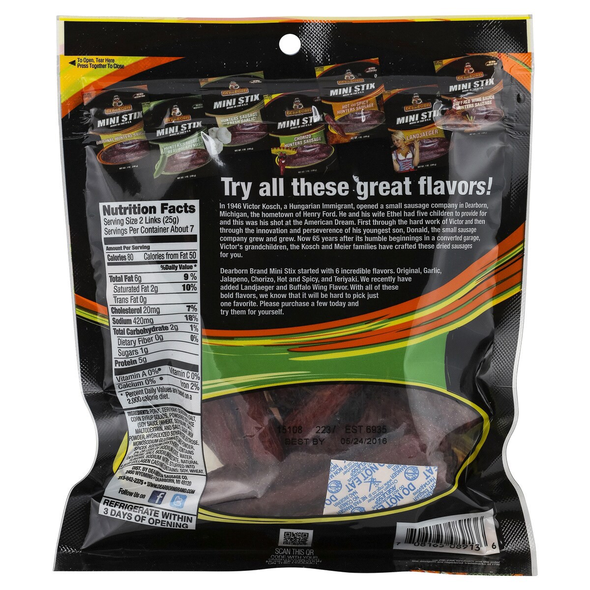 slide 2 of 2, Dearborn Mini Stix Teriyaki Flavored Smoked Sausage 6 oz, 6 oz