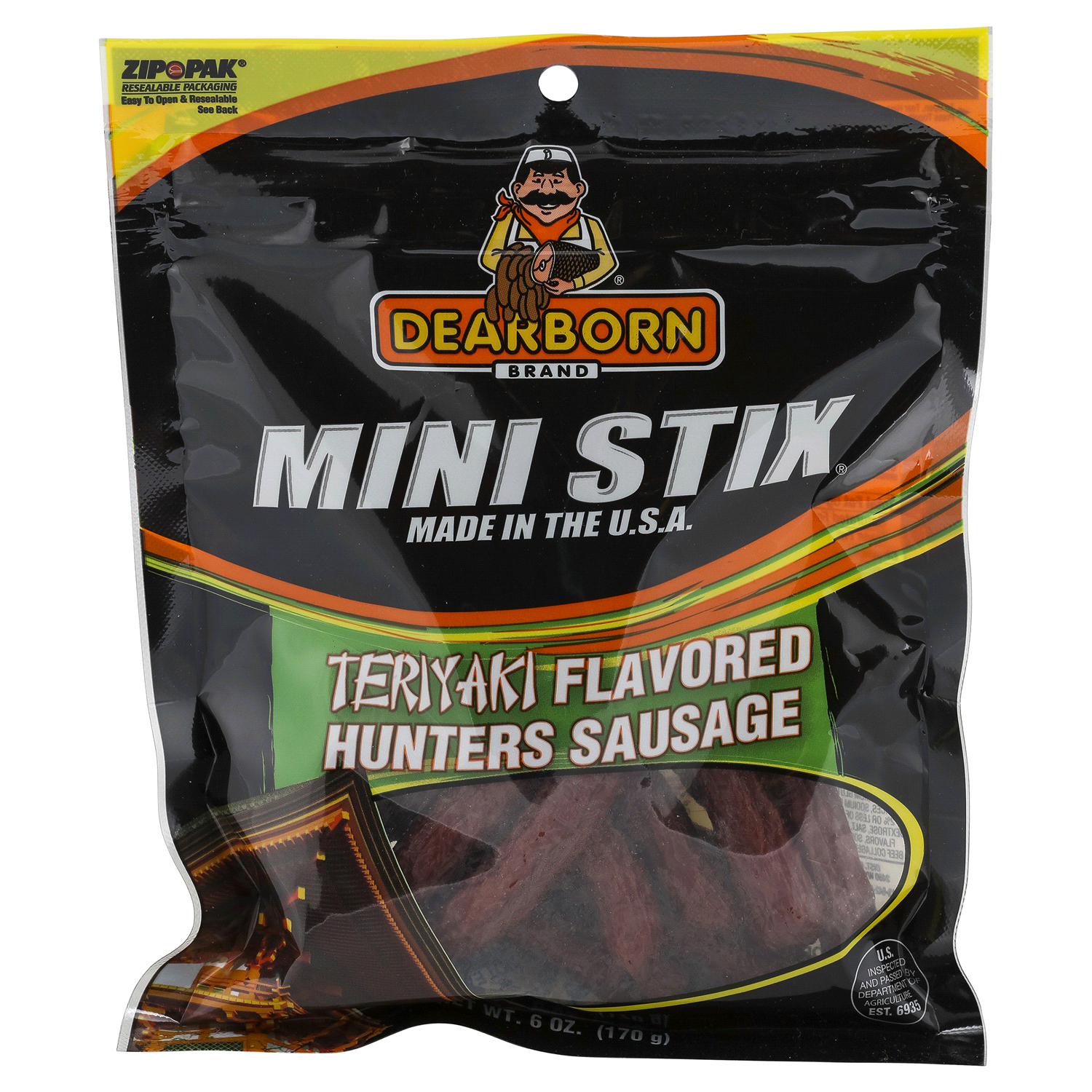 slide 1 of 2, Dearborn Mini Stix Teriyaki Flavored Smoked Sausage 6 oz, 6 oz