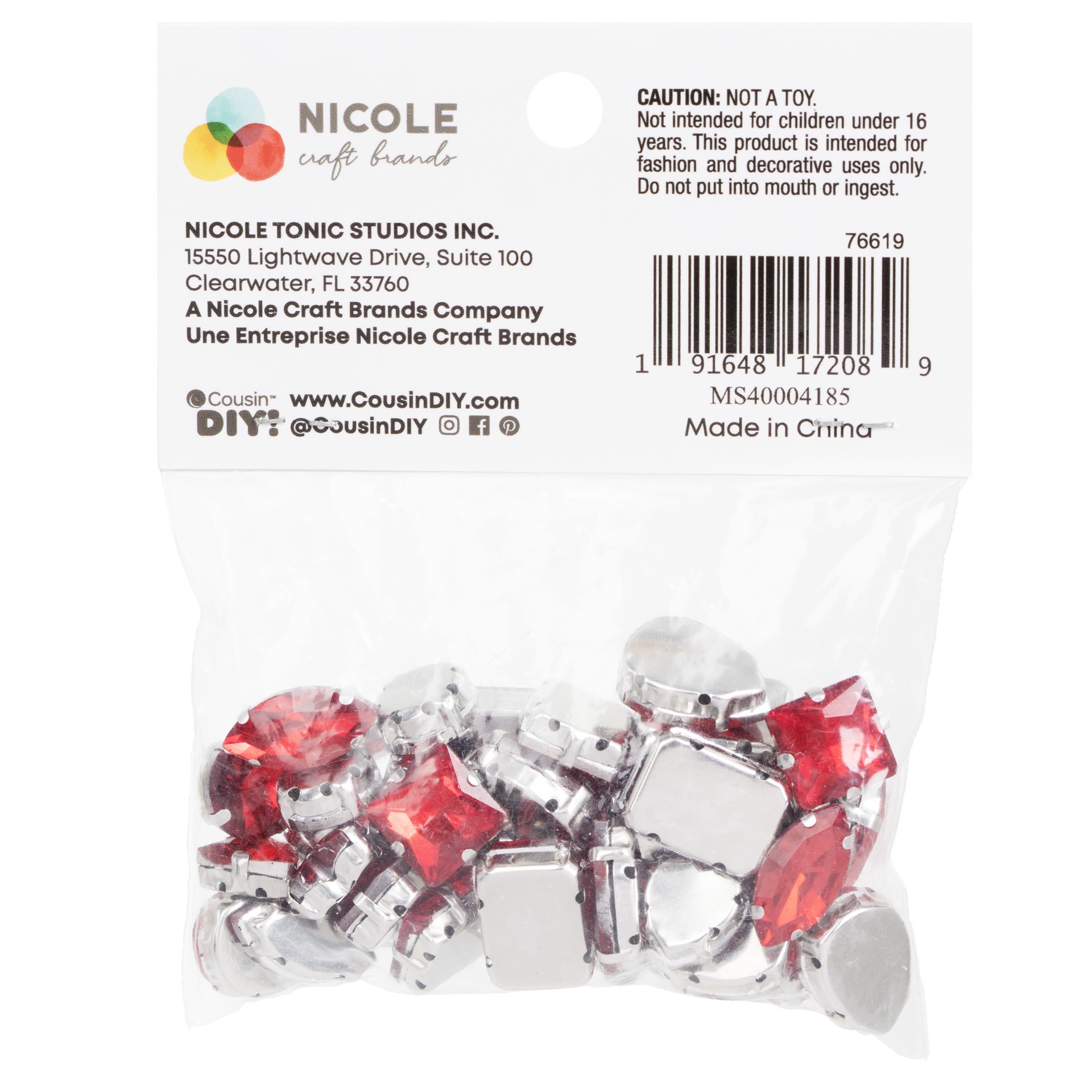 slide 6 of 7, Cousindiy Silver Siam Glass Sew-On Rhinestones, 40ct., 40 ct