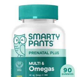 SmartyPants Prenatal Plus Orange and Strawberry Lemonade Flavor Multi & Omegas 90 Gummies