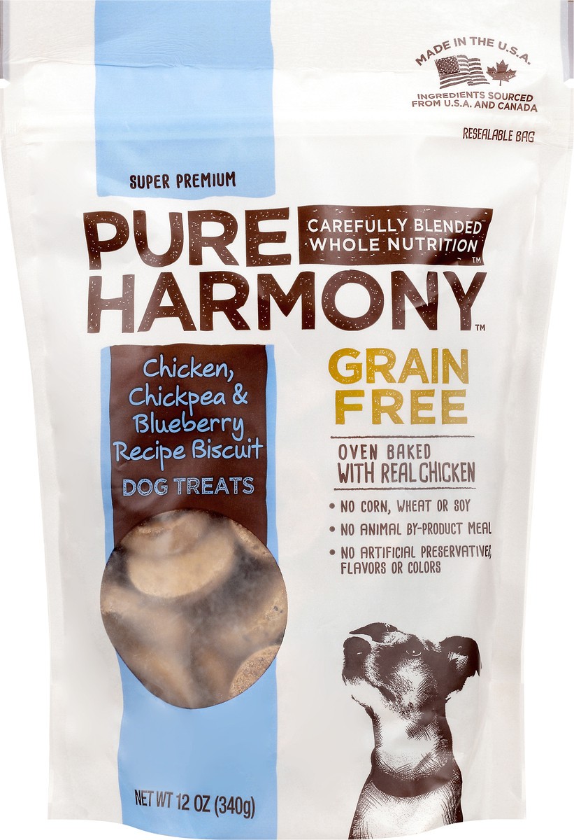 slide 11 of 15, Pure Harmony Super Premium Chicken, Chickpea & Blueberry Recipe Dog Treats 12 oz, 12 oz