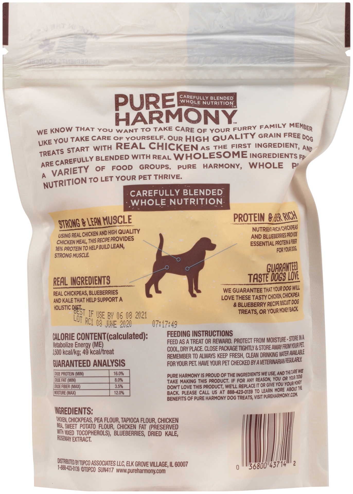 Topco Pure Harmony Grain Free Chicken, Chickpea & Blueberry Dog Biscuit ...