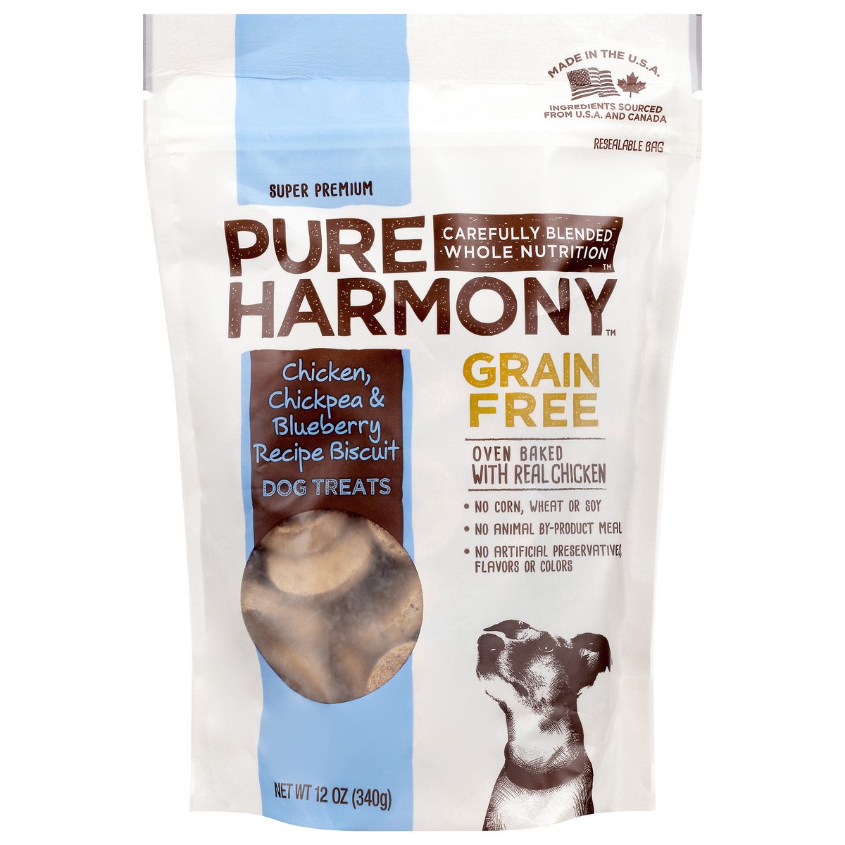 slide 1 of 15, Pure Harmony Super Premium Chicken, Chickpea & Blueberry Recipe Dog Treats 12 oz, 12 oz