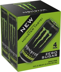 Monster Energy Zero Sugar Energy Drink 4 - 16 fl oz Cans