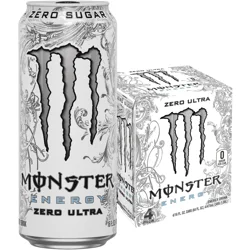 Monster Energy Zero Ultra Energy Drink 4 - 16 fl oz Cans