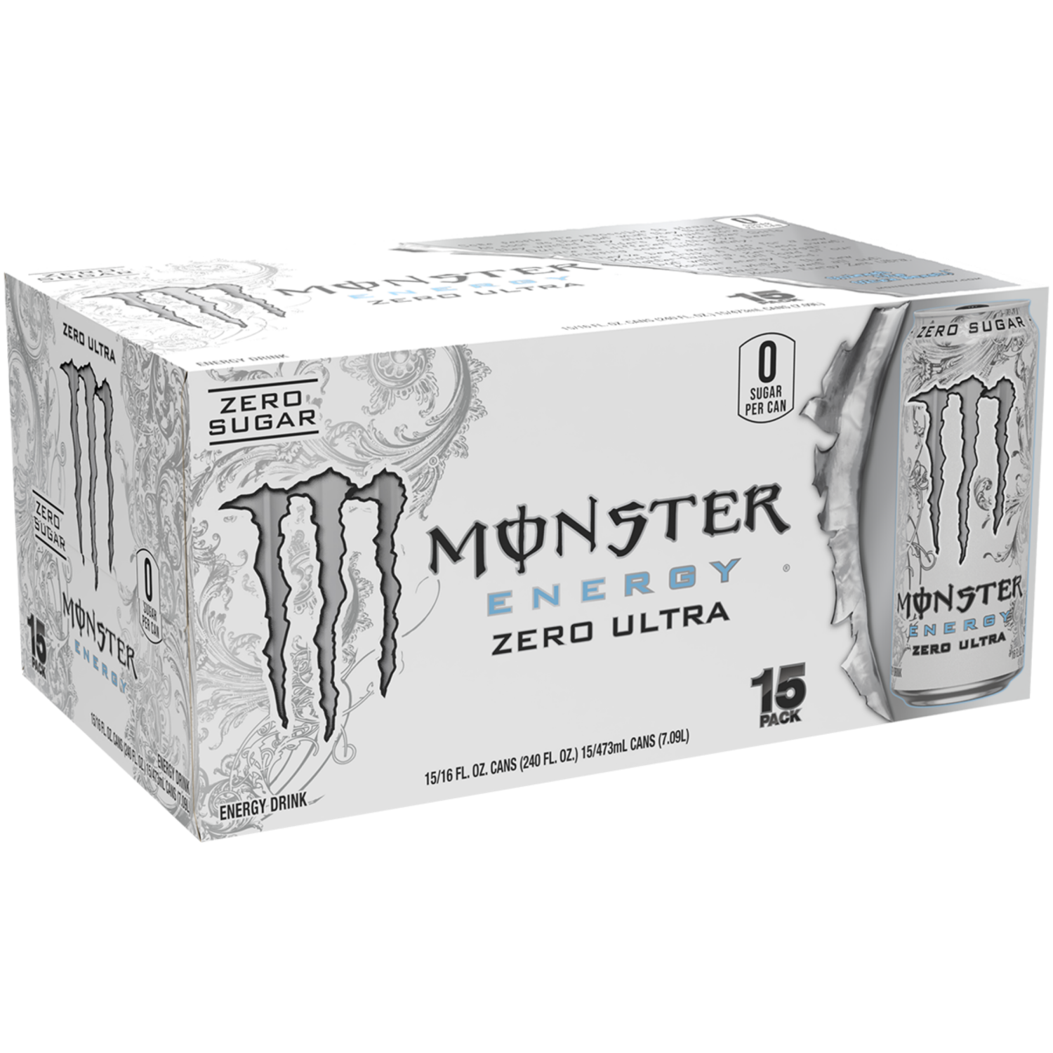 slide 2 of 4, Monster Energy Zero Sugar Zero Ultra Energy Drink 12 - 16 fl oz Cans, 12 ct; 16 oz
