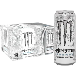 Monster Energy Zero Sugar Zero Ultra Energy Drink 12 - 16 fl oz Cans