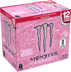 Monster Energy Zero Sugar Ultra Strawberry Dreams Energy Drink 6 - 12 fl oz Cans