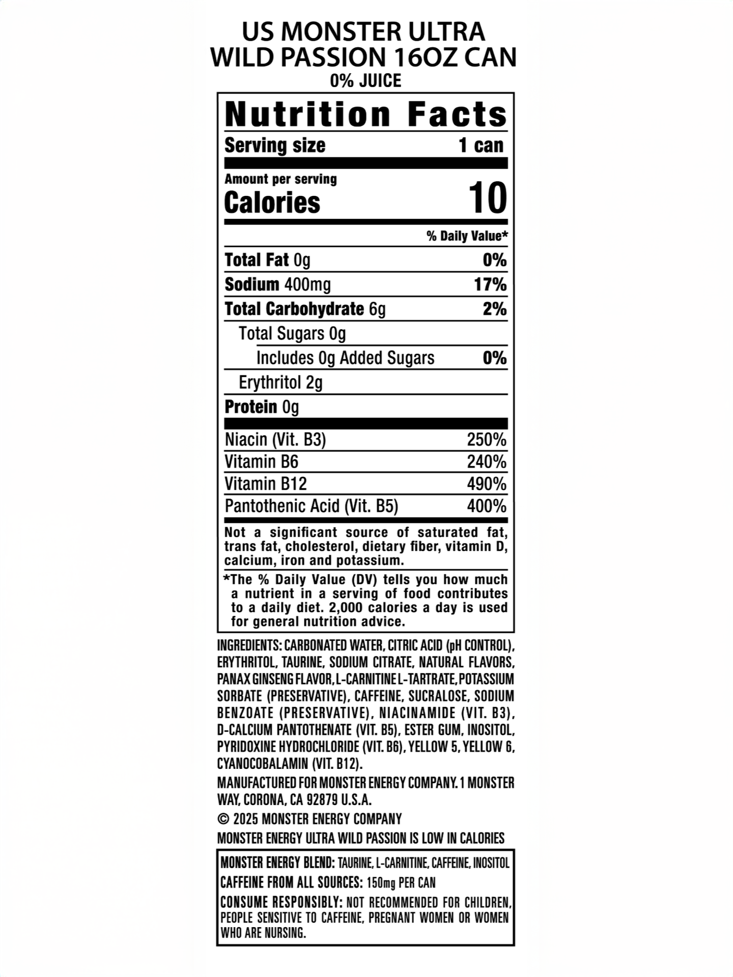 slide 3 of 3, Monster Ultra Wild Passion, 16 oz