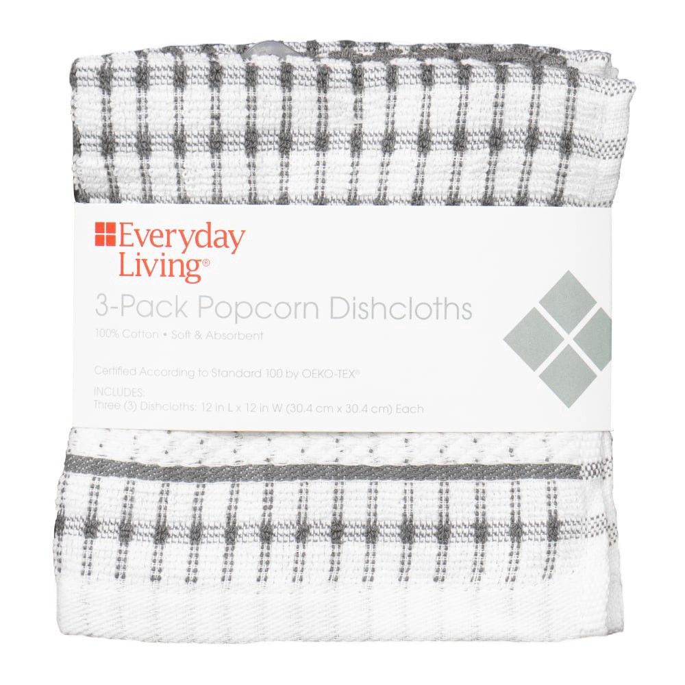 slide 2 of 2, Everyday Living® Popcorn Dish Cloth - Charcoal, 3 ct