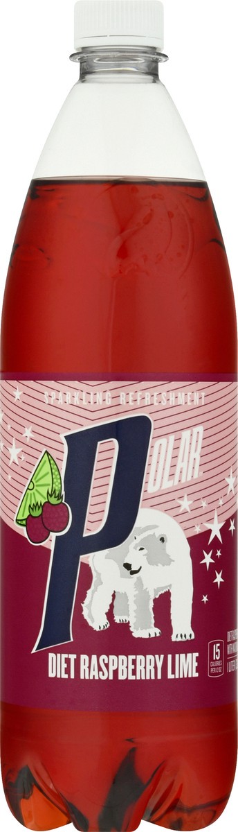 slide 10 of 10, Polar Soda, Diet, Raspberry Lime - 1 liter, 1 liter