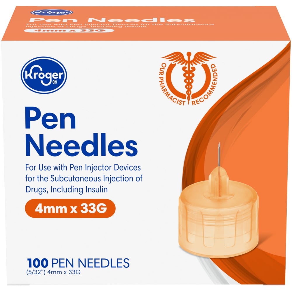 slide 1 of 1, Kroger Pen Needles 4Mm X 33G, 100 ct