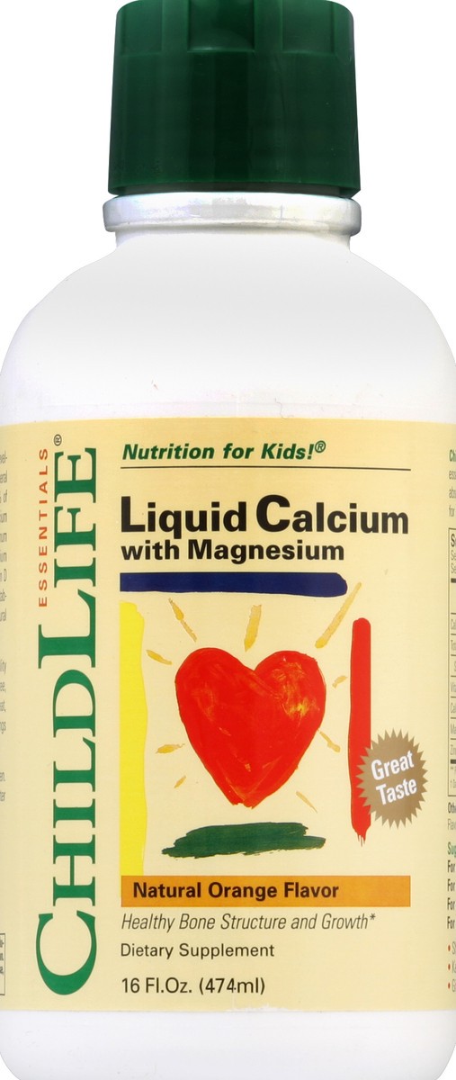 slide 2 of 3, ChildLife Essentials Orange Flavor Calcium With Magnesium Liquid Dietary Supplement, 16 oz