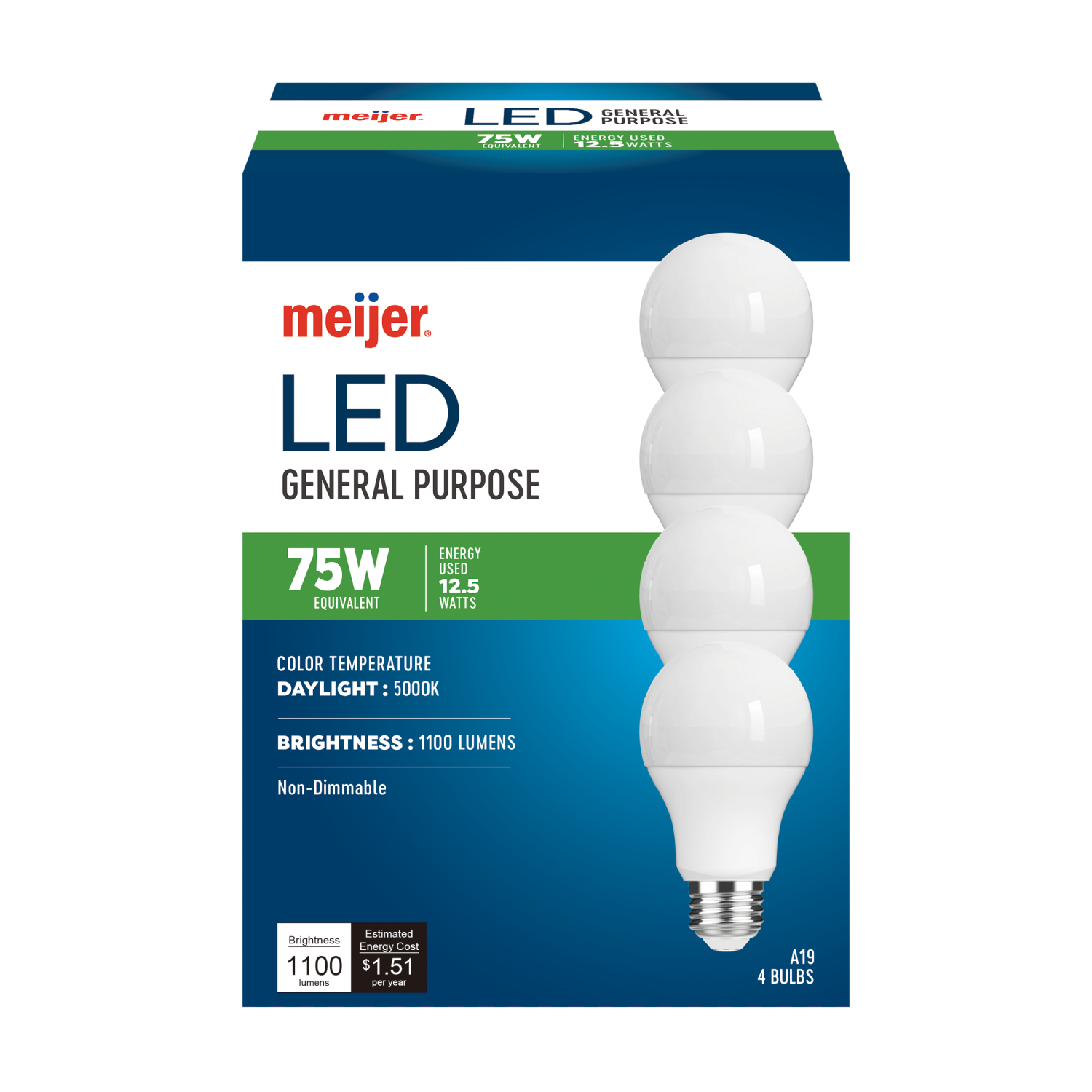slide 1 of 6, Meijer 75w Equivalent A19 Led Light Bulb, 4 Ct, 4 ct
