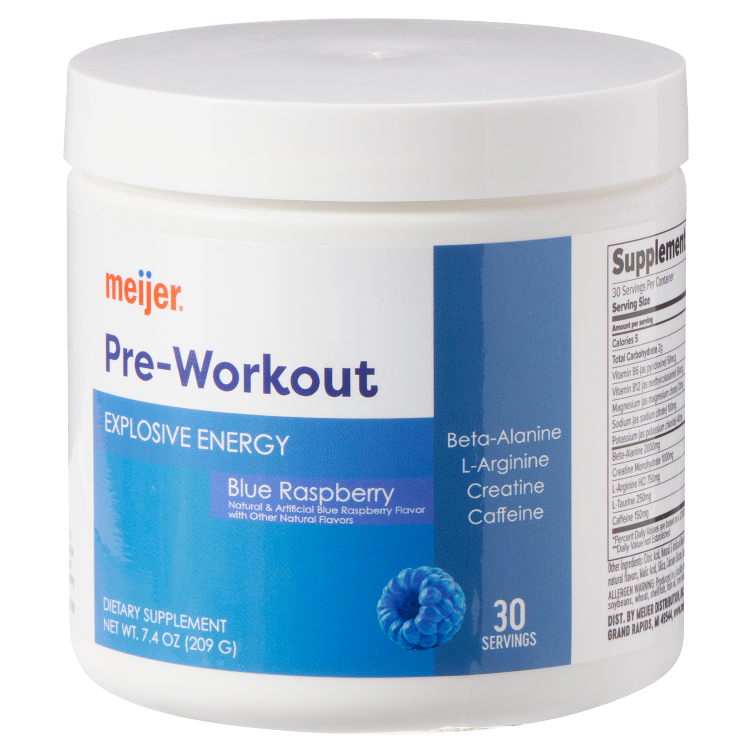 slide 5 of 6, Meijer Preworkout Blue Raspberry 30srv, 7.4 oz