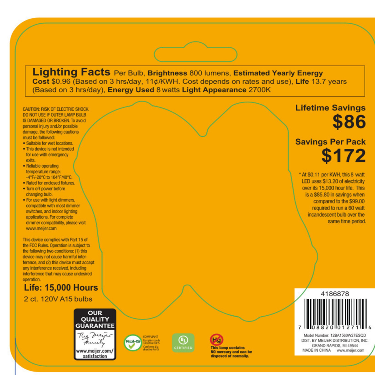 slide 2 of 4, Meijer 60w Equivalent A15 Dimmable Frosted Glass Filament Led Light Bulb, 2 Ct, 2 ct
