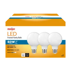 Meijer 60W Equivalent G25 Dimmable Frosted Glass Filament LED Light Bulb, 3 ct