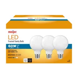 Meijer 60W Equivalent G25 Dimmable Frosted Glass Filament LED Light Bulb, 3 ct
