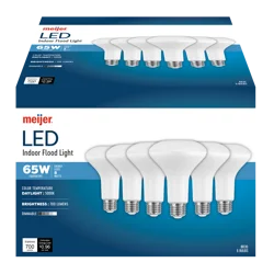 Meijer LED 8W BR30 Bulb, ES 65W Dimmable Indoor Floodlight, Daylight, 6 ct