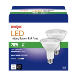 Meijer Dimmable LED Bright White 3000k Indoor/Outdoor PAR Flood Light, 2 ct
