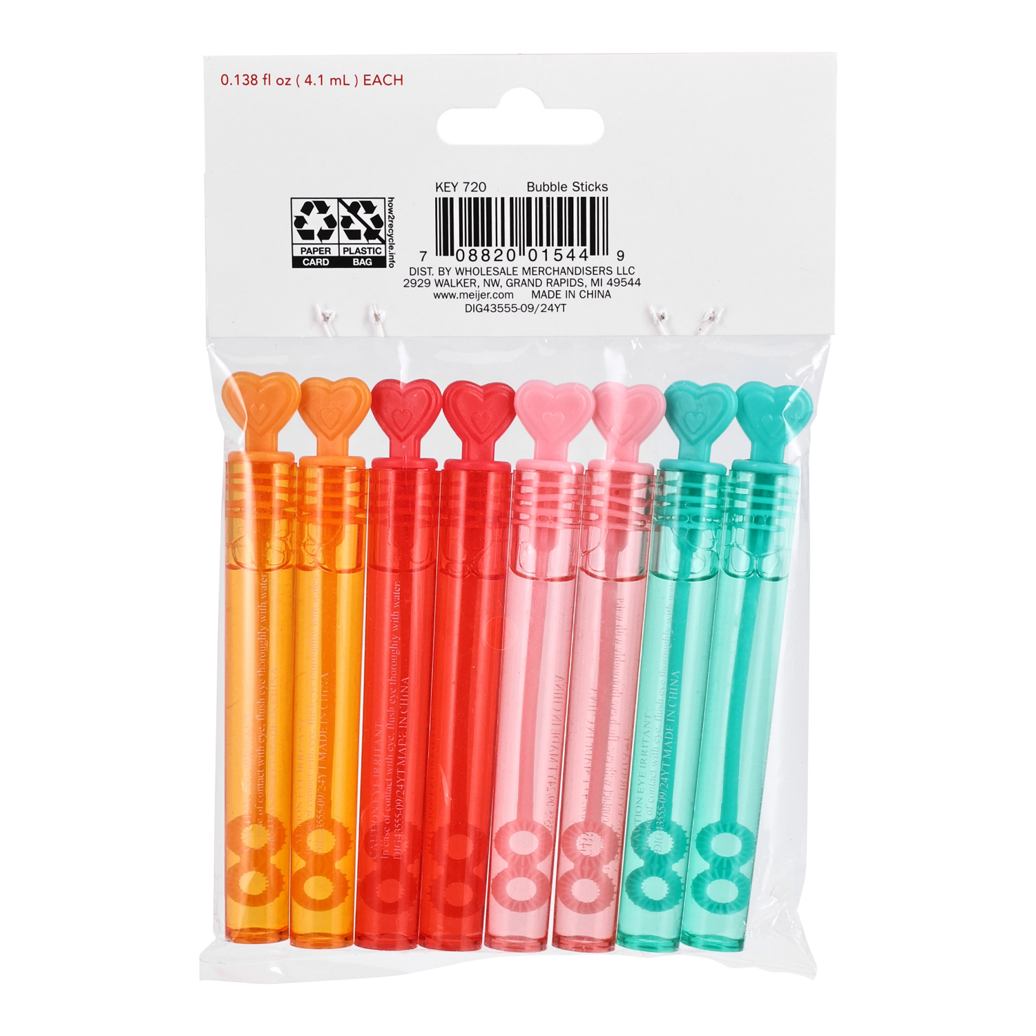 slide 3 of 3, Meijer Corporate Seasonal Meijer Valentine Bubble Sticks, 8 Count, 8 ct